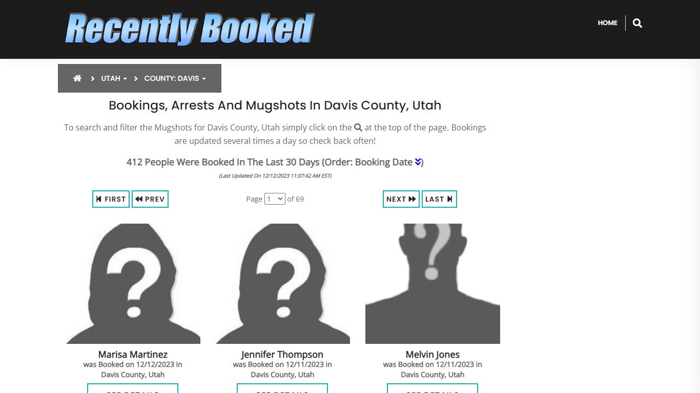 Recent bookings, Arrests, Mugshots in Davis County, Utah - Recently Booked